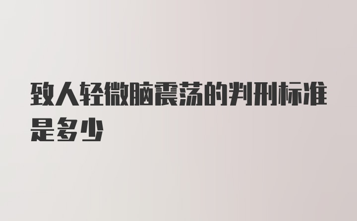 致人轻微脑震荡的判刑标准是多少