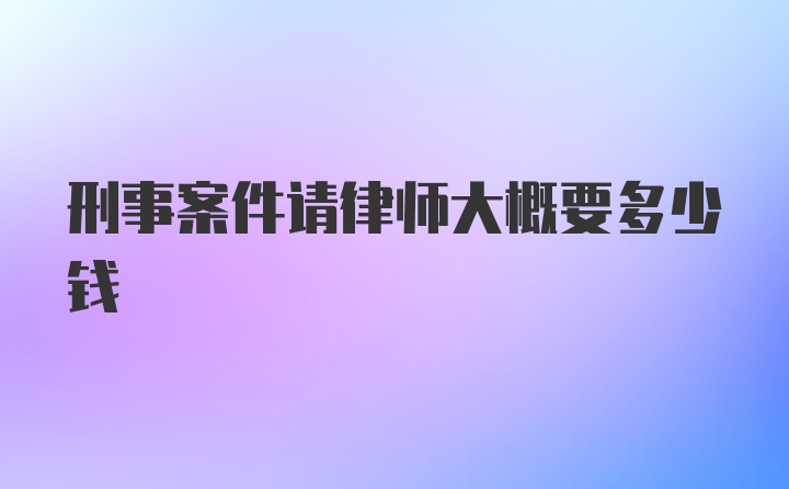 刑事案件请律师大概要多少钱