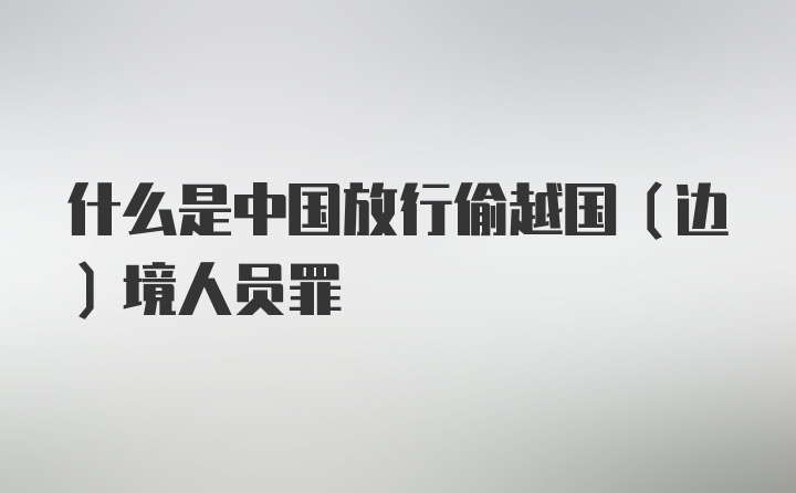 什么是中国放行偷越国（边）境人员罪