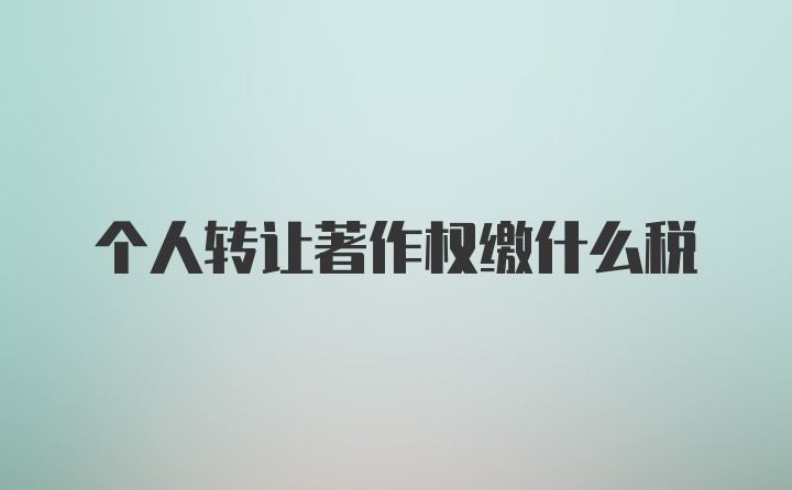 个人转让著作权缴什么税