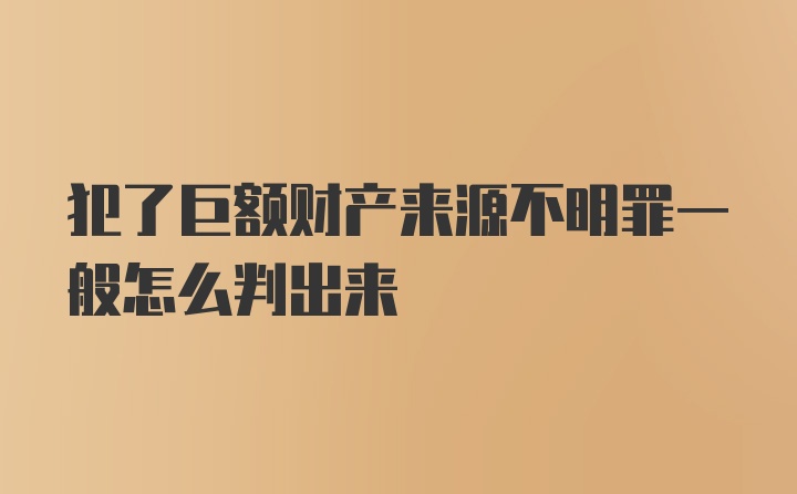 犯了巨额财产来源不明罪一般怎么判出来