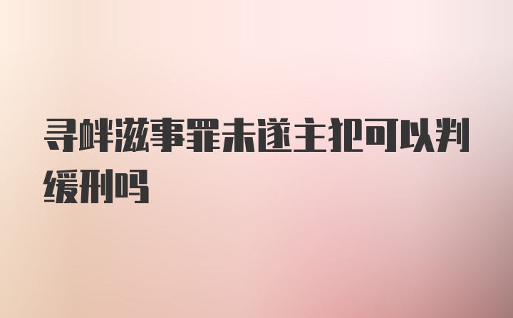 寻衅滋事罪未遂主犯可以判缓刑吗