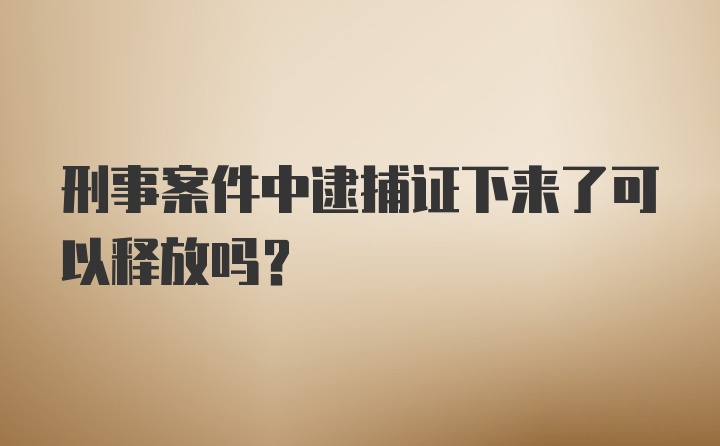 刑事案件中逮捕证下来了可以释放吗？