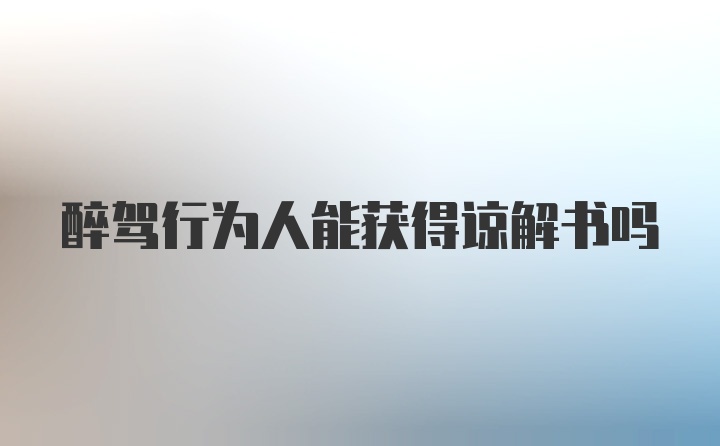 醉驾行为人能获得谅解书吗