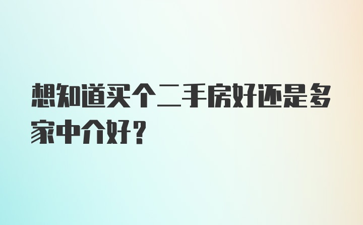 想知道买个二手房好还是多家中介好？