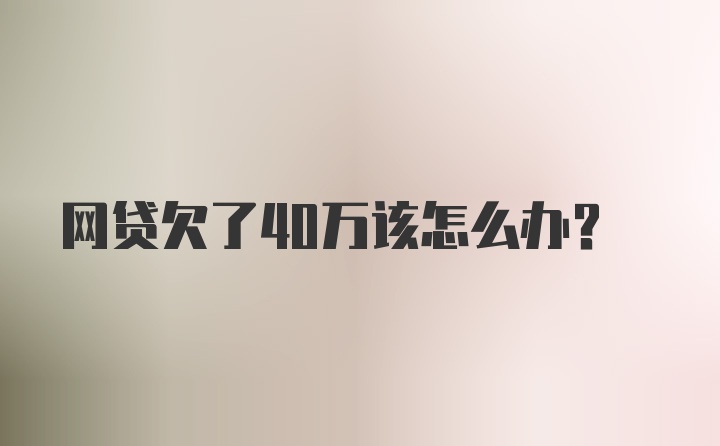 网贷欠了40万该怎么办？