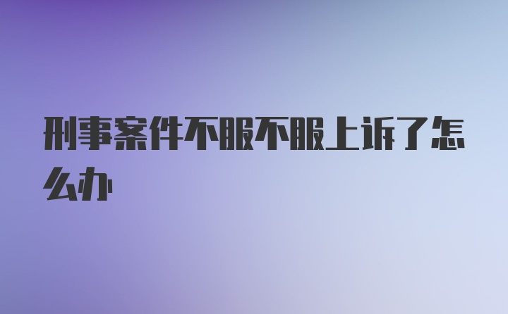 刑事案件不服不服上诉了怎么办