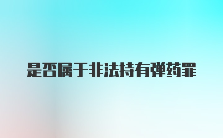 是否属于非法持有弹药罪