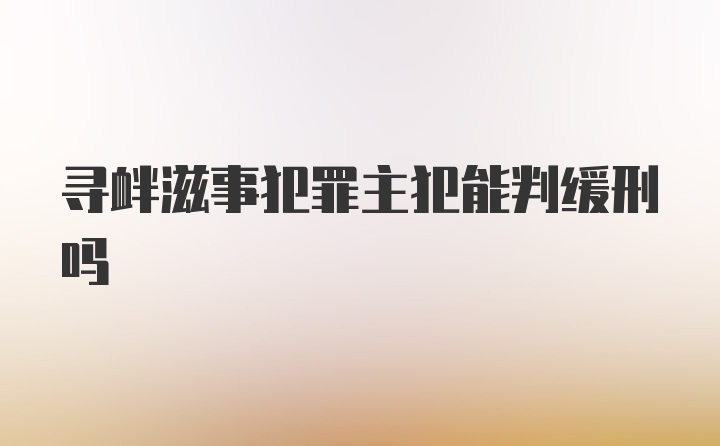 寻衅滋事犯罪主犯能判缓刑吗