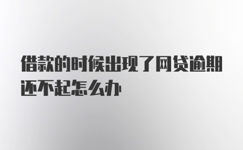 借款的时候出现了网贷逾期还不起怎么办