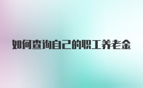 如何查询自己的职工养老金