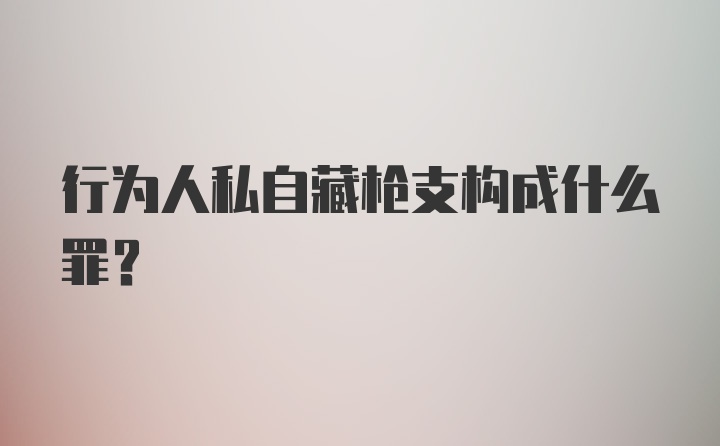 行为人私自藏枪支构成什么罪？