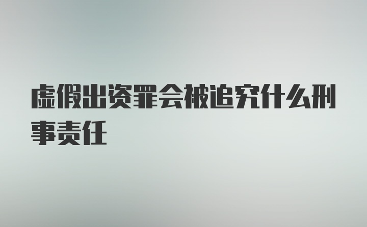 虚假出资罪会被追究什么刑事责任