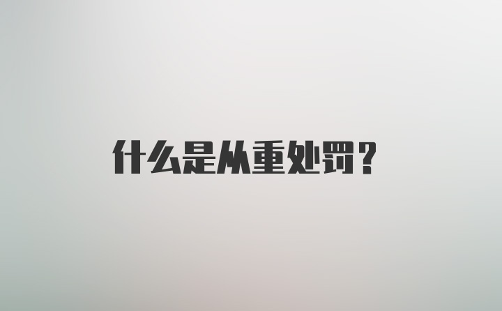 什么是从重处罚？