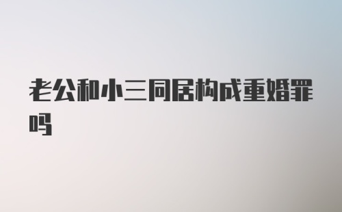 老公和小三同居构成重婚罪吗