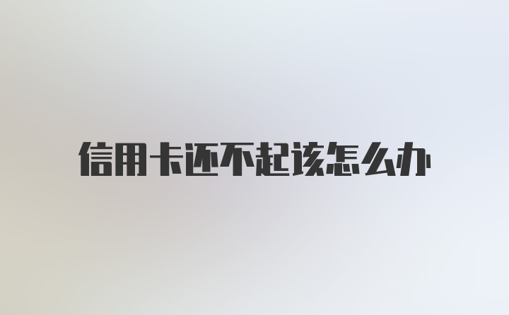 信用卡还不起该怎么办