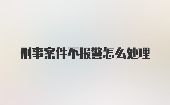 刑事案件不报警怎么处理