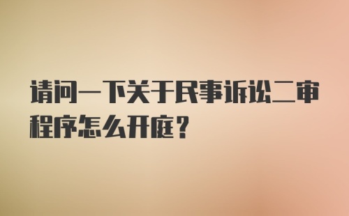 请问一下关于民事诉讼二审程序怎么开庭?