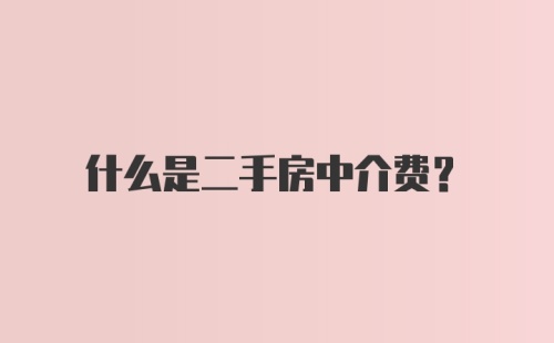 什么是二手房中介费？