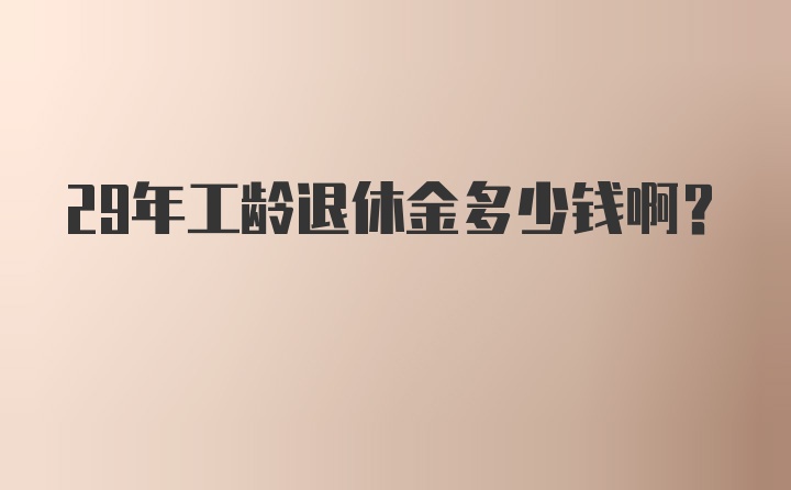 29年工龄退休金多少钱啊？