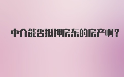 中介能否抵押房东的房产啊？