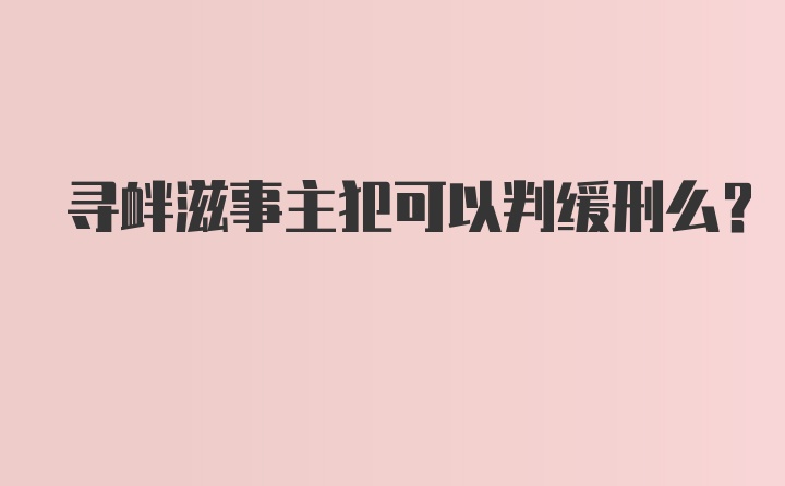 寻衅滋事主犯可以判缓刑么？