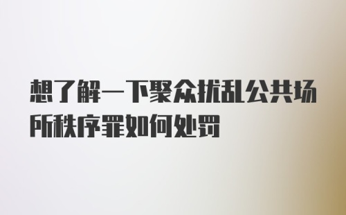 想了解一下聚众扰乱公共场所秩序罪如何处罚