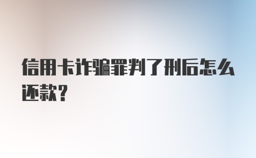 信用卡诈骗罪判了刑后怎么还款?