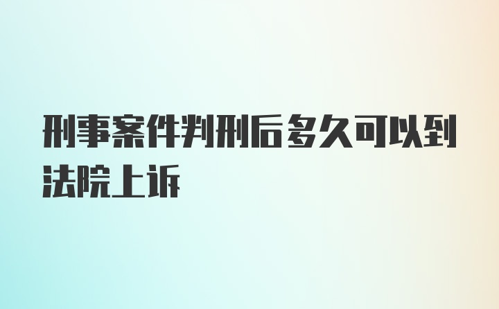 刑事案件判刑后多久可以到法院上诉