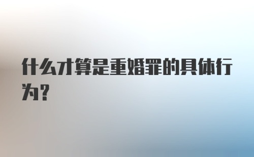 什么才算是重婚罪的具体行为？