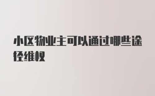 小区物业主可以通过哪些途径维权