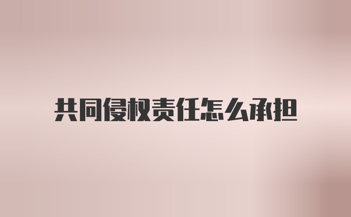 共同侵权责任怎么承担