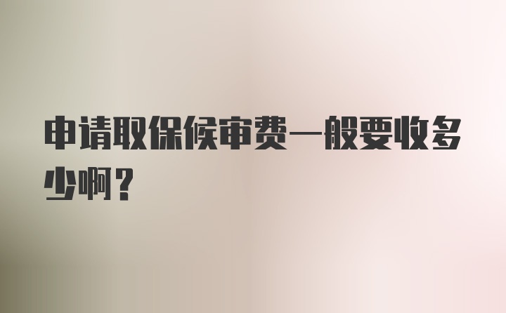 申请取保候审费一般要收多少啊？