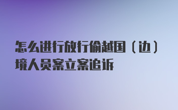 怎么进行放行偷越国（边）境人员案立案追诉