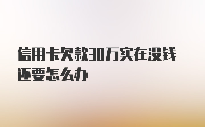 信用卡欠款30万实在没钱还要怎么办