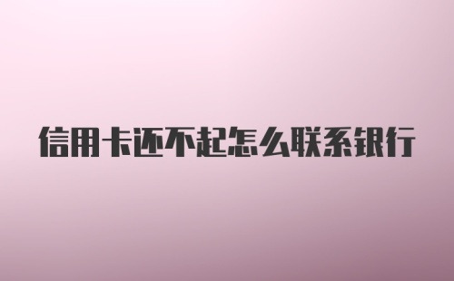 信用卡还不起怎么联系银行