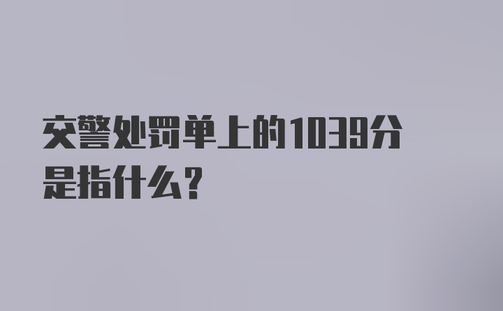 交警处罚单上的1039分是指什么?