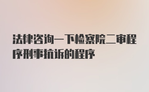 法律咨询一下检察院二审程序刑事抗诉的程序