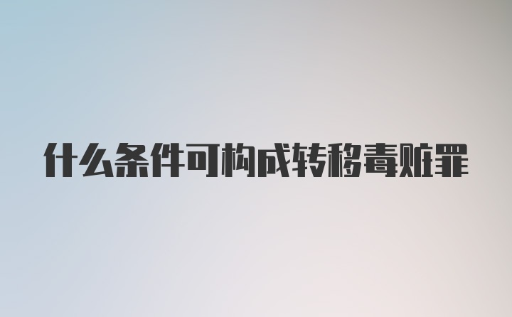 什么条件可构成转移毒赃罪