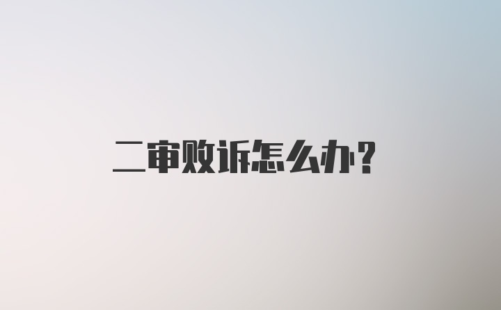 二审败诉怎么办?