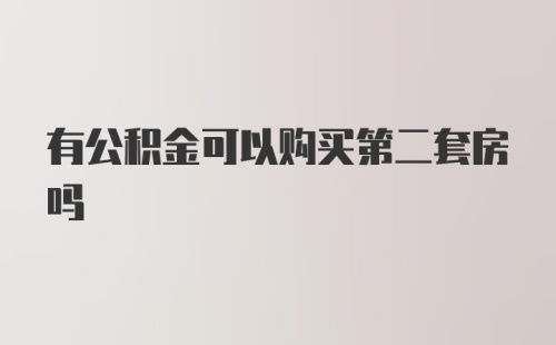 有公积金可以购买第二套房吗