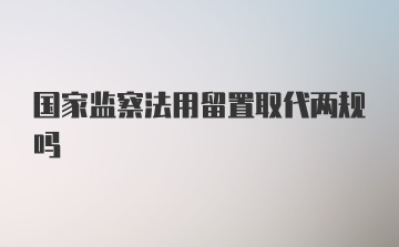 国家监察法用留置取代两规吗