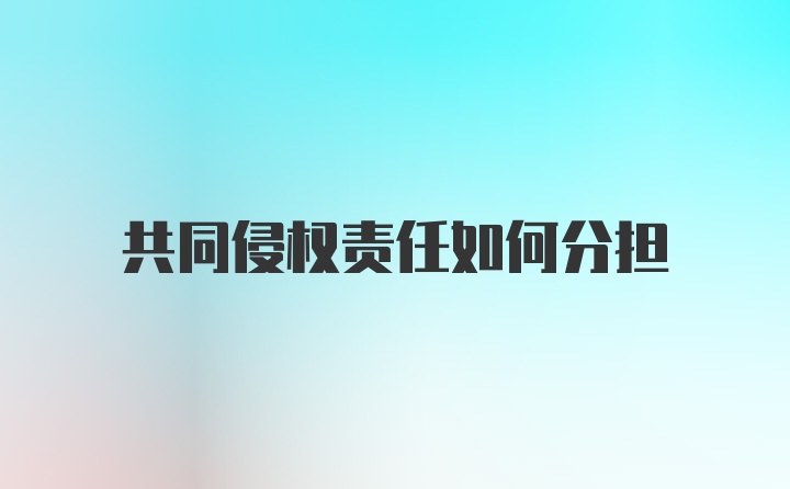 共同侵权责任如何分担