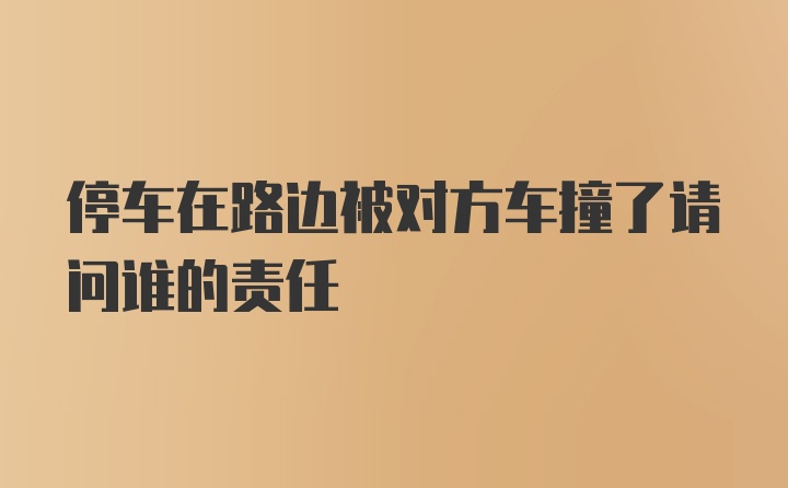 停车在路边被对方车撞了请问谁的责任