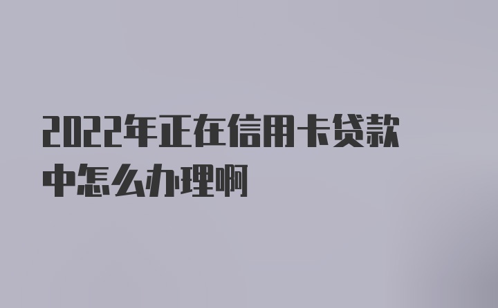 2022年正在信用卡贷款中怎么办理啊