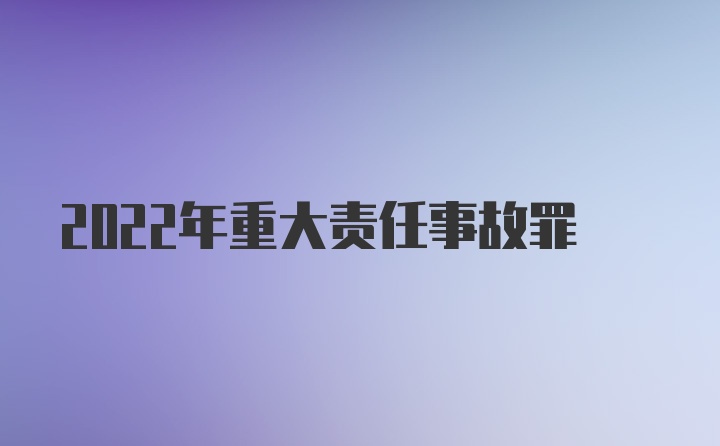 2022年重大责任事故罪