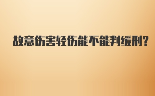 故意伤害轻伤能不能判缓刑?