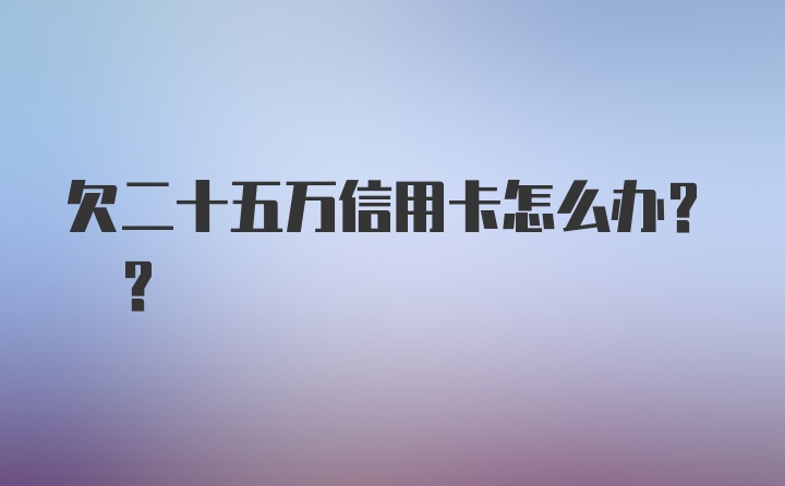 欠二十五万信用卡怎么办? ?