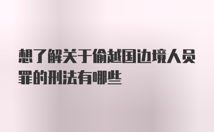 想了解关于偷越国边境人员罪的刑法有哪些