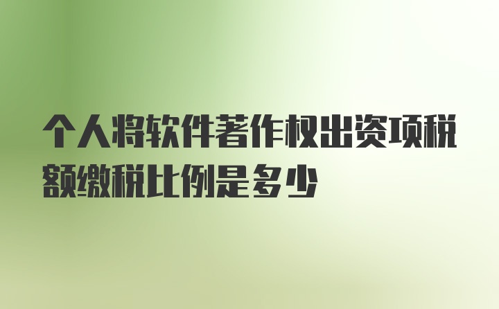 个人将软件著作权出资项税额缴税比例是多少